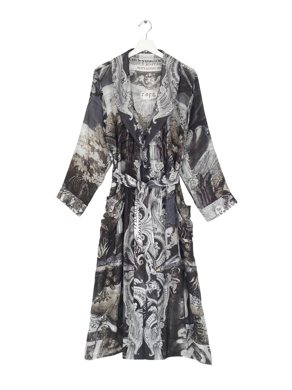 One Hundred Stars Monochrome Engraved Print Duster Kimono